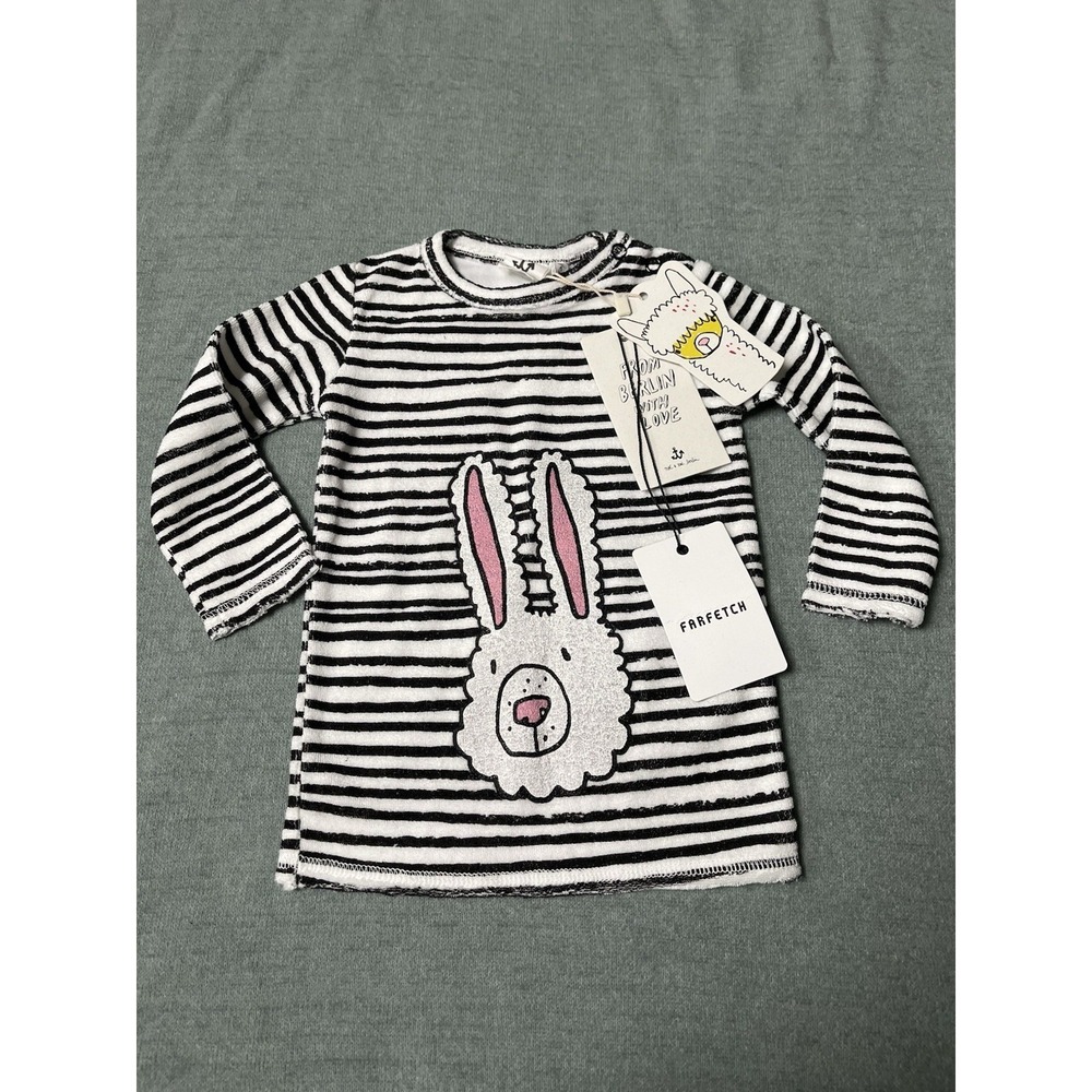 Noe And Zoe BABY TERRY LONG SLEEVE BLACK STRIPES NWT 3-6 Months